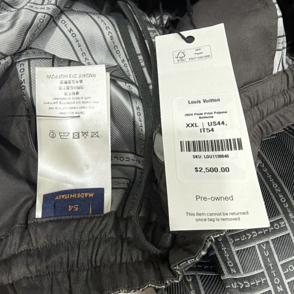 Louis Vuitton 2024 Plaid Pajama Bottoms MSRP $2500 Excellent Size XXL US 44 IT54
